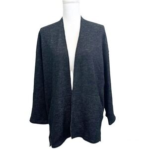 Eileen Fisher Womens Size Medium Cardigan Kangaroo Pockets Quiet Luxury